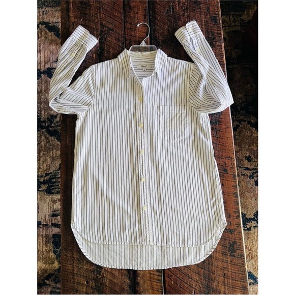 Madewell long sleeve tunic shirt in dalton stripe stripe button up size small - Picture 11 of 15